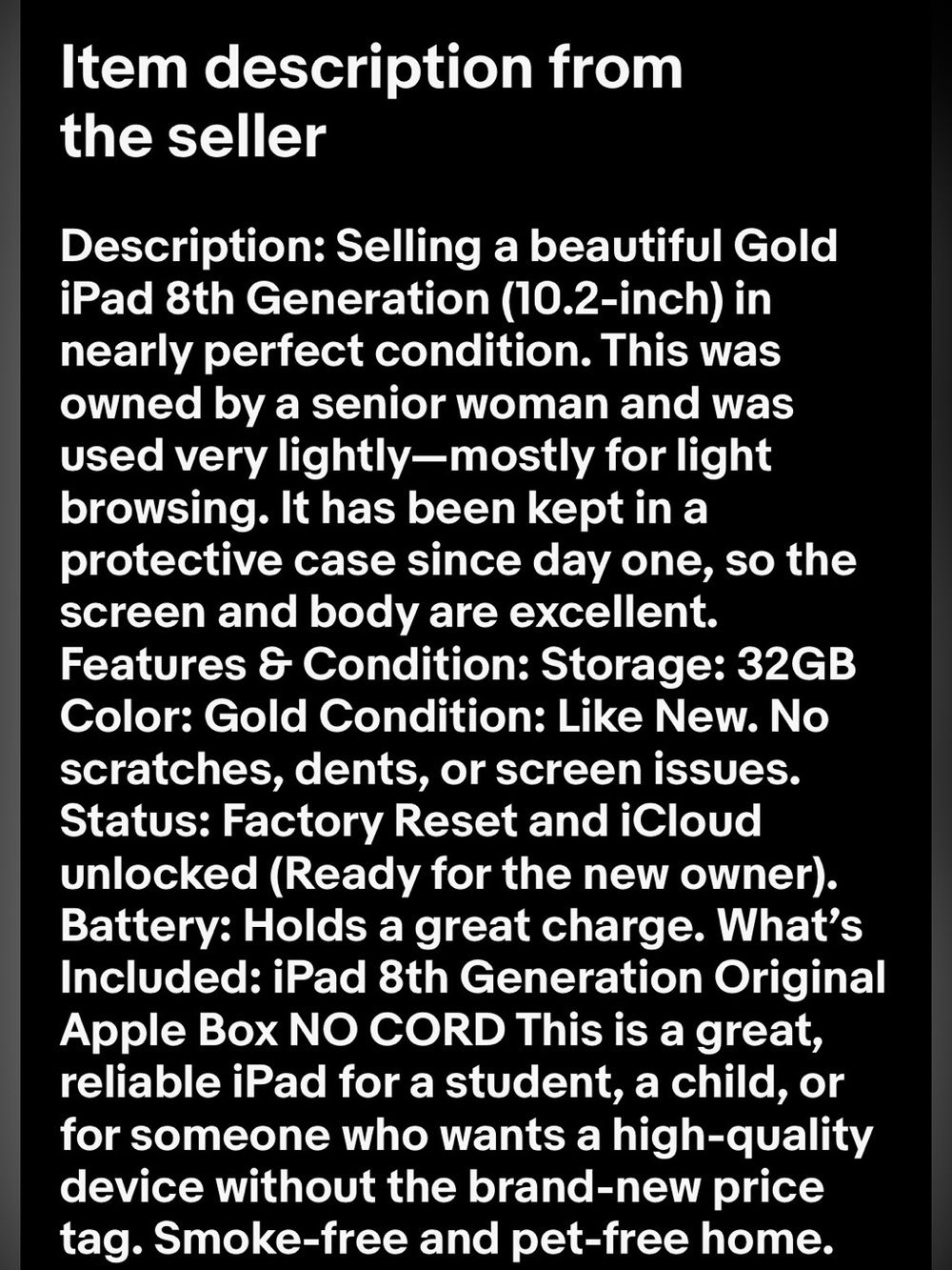 Gold iPad 8th Generation 32gb WiFi … Great Condition - Picture 5 of 5